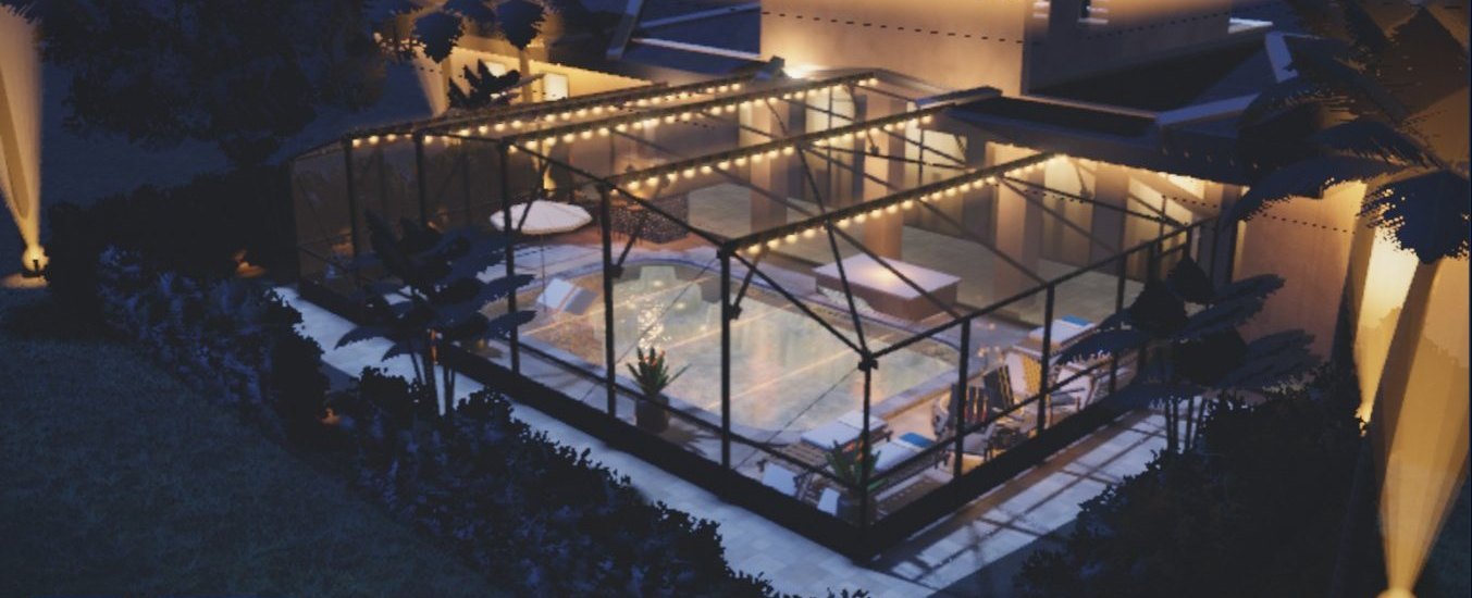 Enclosure at night