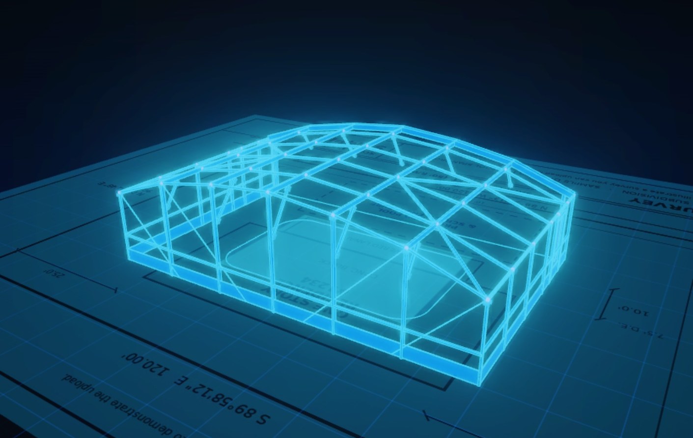 The layout built in 3D